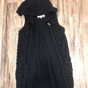 Vintage A&F Long Open Knit Cardigan w/ Hood